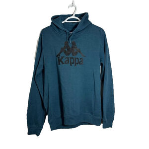 Kappa Mens Spell Out Sitting Ladies Green Graphic Hoodie Long Sleeve Size Large